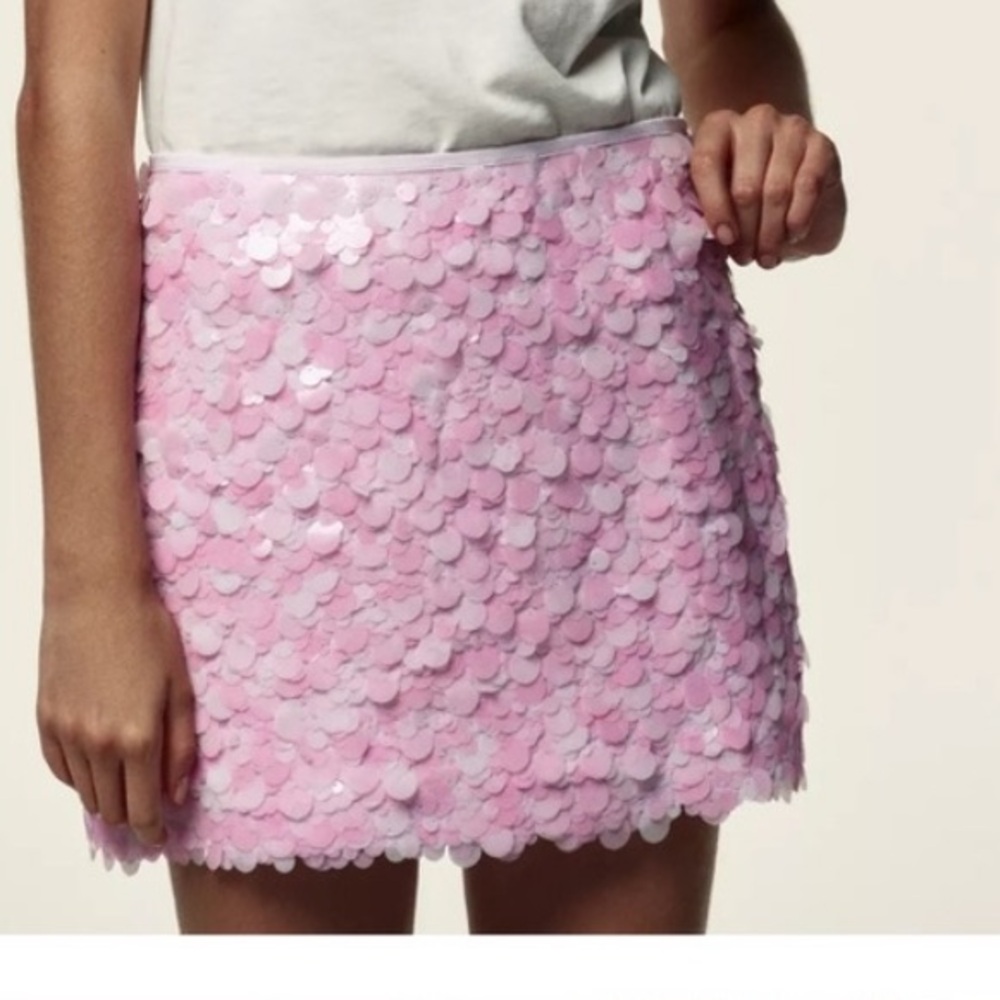 Pink Sequin Mini Skirt from ZARA size s NWT - Picture 5 of 5